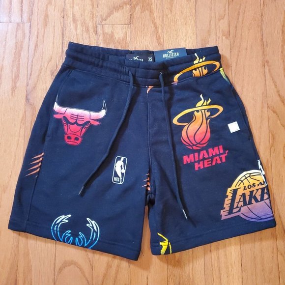 Hollister Fleece NBA Shorts Size XS Bulls Heat Lakers Jogger Short 7" Inch - Picture 1 of 5